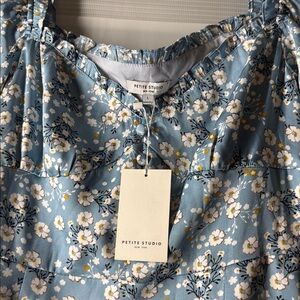 Petite Studio Blue Floral Midi Dress